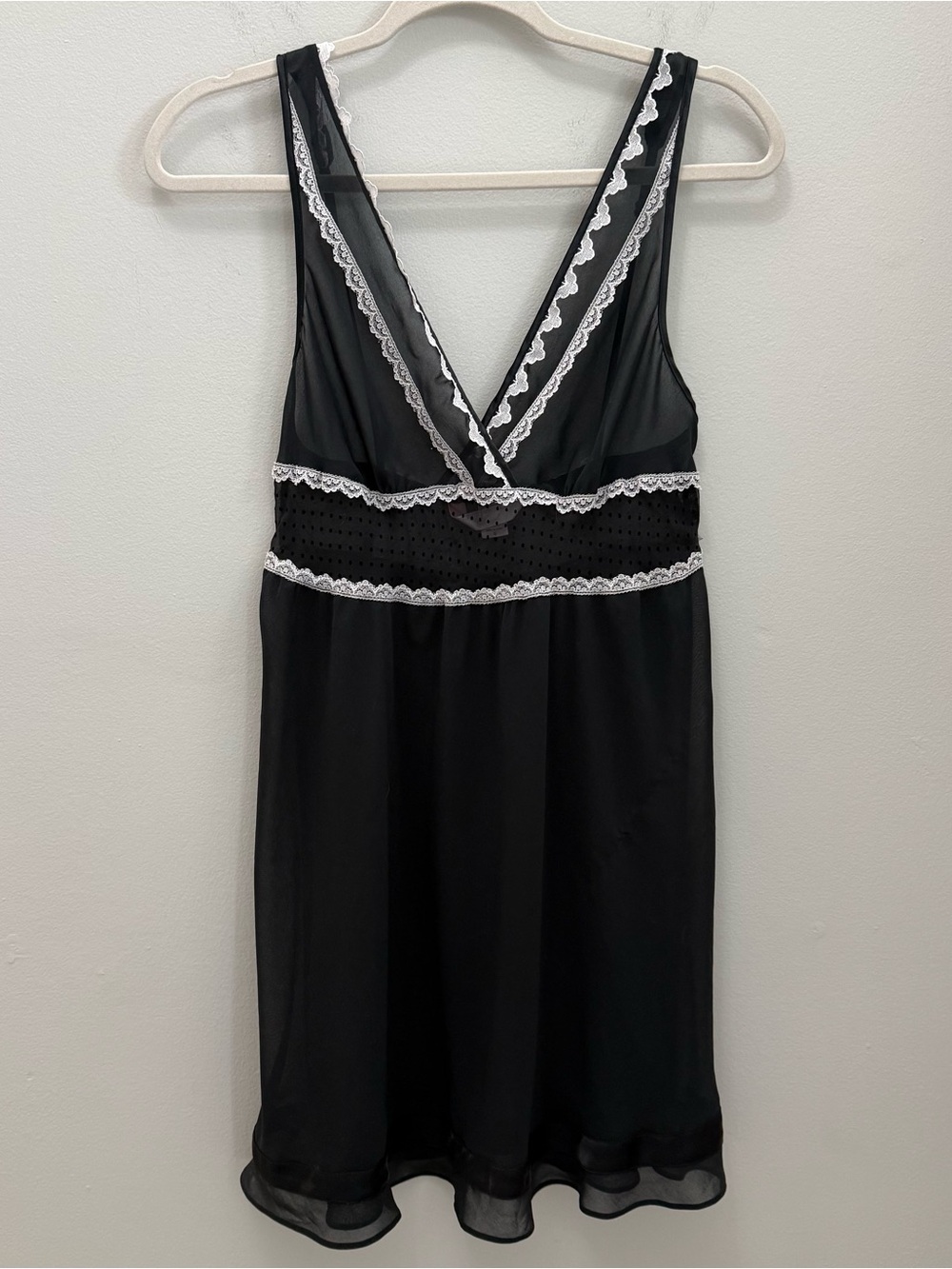 Victoria secret angels black baby doll slip cami dress womens size small Y2K